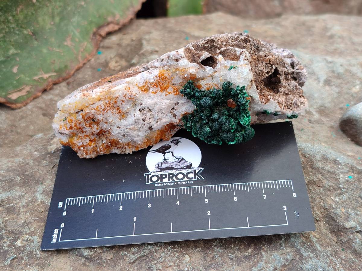 Natural Ball Malachite and Drusy Quartz On Dolomite Matrix Specimens x 6 From Mindingi Mine, Kambove, Congo - Toprock Gemstones and Minerals 