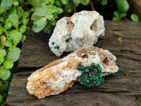 Natural Ball Malachite and Drusy Quartz On Dolomite Matrix Specimens x 6 From Mindingi Mine, Kambove, Congo