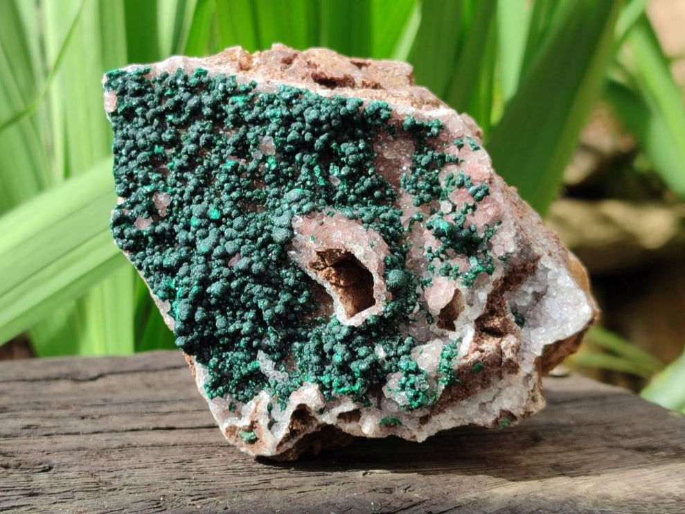 Natural Ball Malachite and Drusy Quartz On Dolomite Matrix Specimens x 6 From Mindingi Mine, Kambove, Congo - Toprock Gemstones and Minerals 
