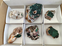 Natural Ball Malachite and Drusy Quartz On Dolomite Matrix Specimens x 6 From Mindingi Mine, Kambove, Congo