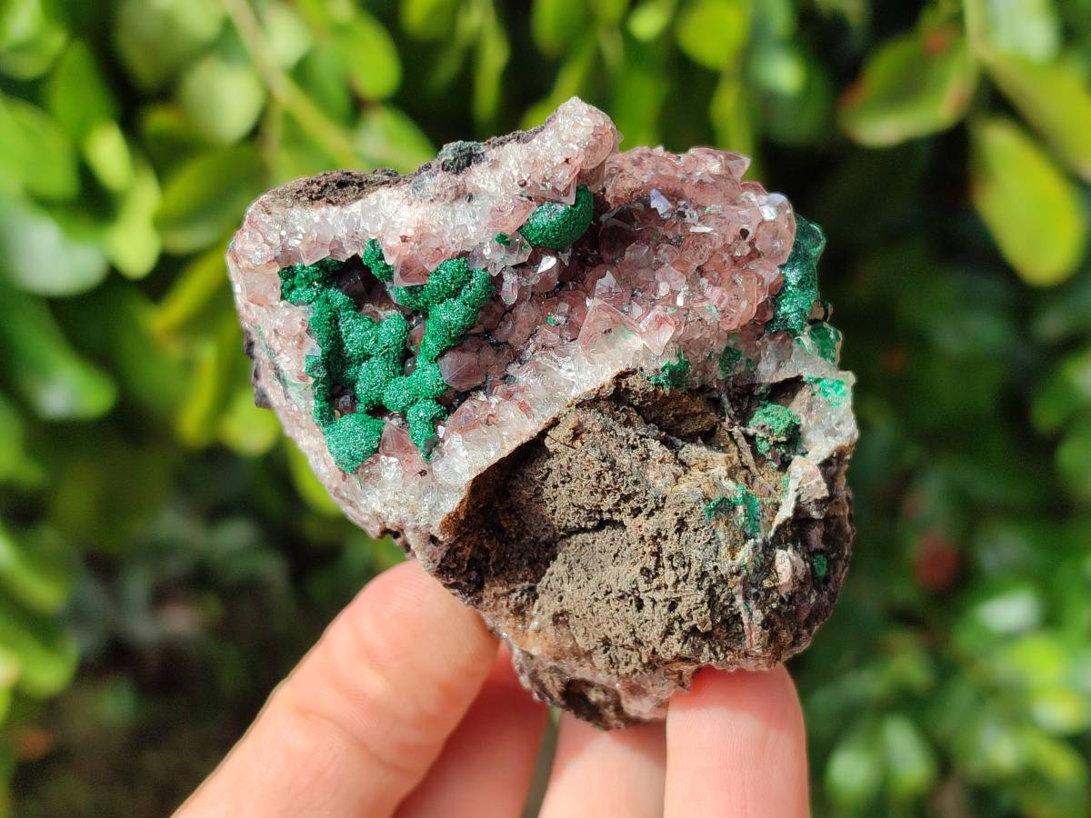 Natural Ball Malachite and Drusy Quartz On Dolomite Matrix Specimens x 6 From Mindingi Mine, Kambove, Congo - Toprock Gemstones and Minerals 