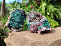Natural Ball Malachite and Drusy Quartz On Dolomite Matrix Specimens x 6 From Mindingi Mine, Kambove, Congo
