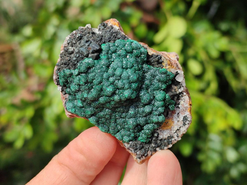 Natural Ball Malachite and Drusy Quartz On Dolomite Matrix Specimens x 6 From Mindingi Mine, Kambove, Congo - Toprock Gemstones and Minerals 