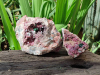 Natural Salrose with Malachite and Kaolinite Specimens x 2 From Kakanda, Congo
