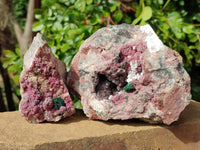 Natural Salrose with Malachite and Kaolinite Specimens x 2 From Kakanda, Congo