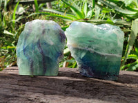 Polished On One Side Watermelon Fluorite Slices x 6 From Uis, Namibia