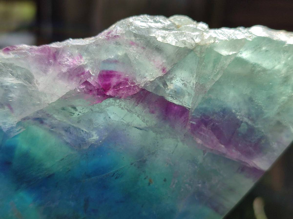Polished On One Side Watermelon Fluorite Slices x 6 From Uis, Namibia - Toprock Gemstones and Minerals 