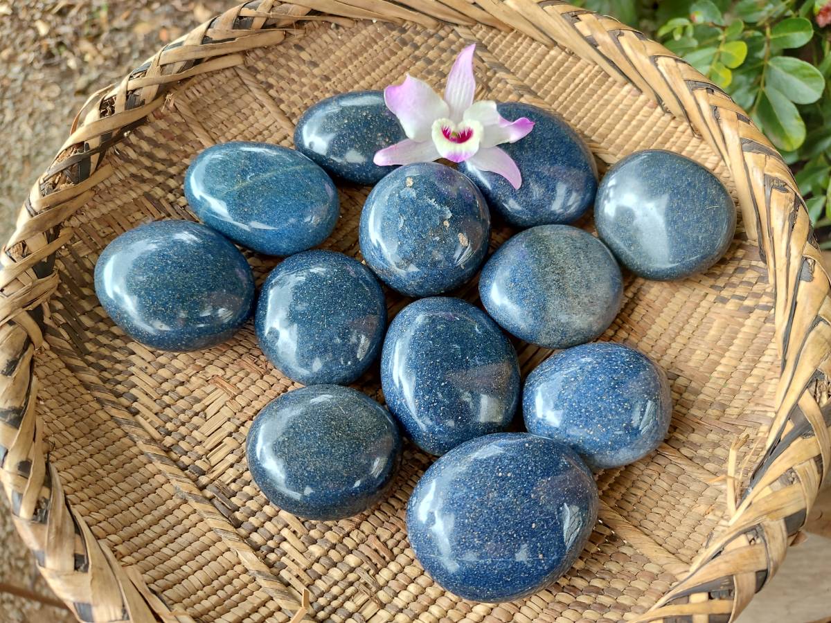 Polished Lazulite Galets x 12 From Madagascar - Toprock Gemstones and Minerals 