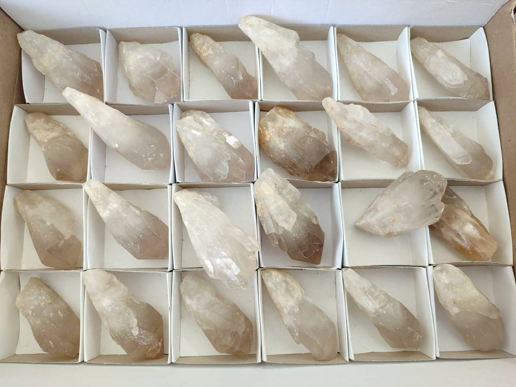 Natural Smokey Candle Quartz Crystals x 24 From Zimbabwe - Toprock Gemstones and Minerals 