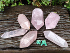 Polished Double Terminated Rose Quartz Crystals x 6 From Madagascar - Toprock Gemstones and Minerals 