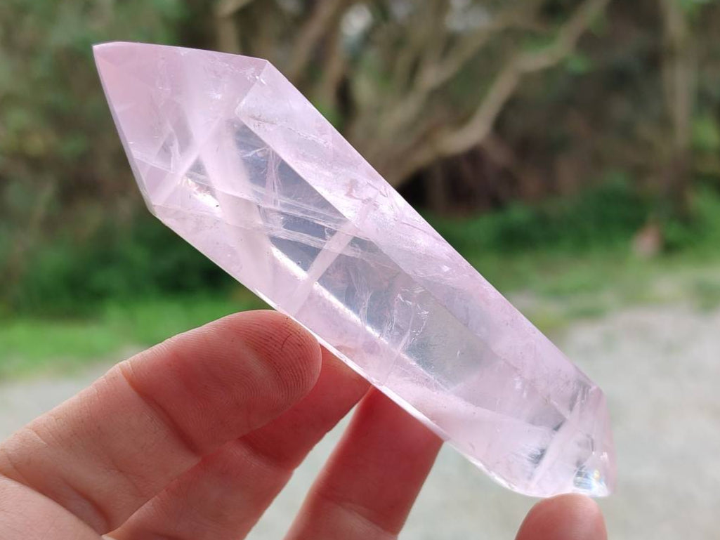 Polished Double Terminated Rose Quartz Crystals x 6 From Madagascar - Toprock Gemstones and Minerals 