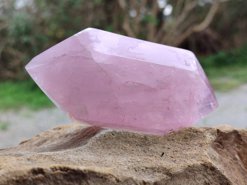 Polished Double Terminated Rose Quartz Crystals x 6 From Madagascar - Toprock Gemstones and Minerals 