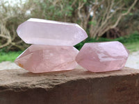 Polished Double Terminated Rose Quartz Crystals x 6 From Madagascar