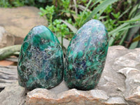 Polished Emerald Mica 'Mutokolite' Standing Free Forms x 4 From Mutoko, Zimbabwe