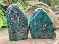 Polished Emerald Mica 'Mutokolite' Standing Free Forms x 4 From Mutoko, Zimbabwe