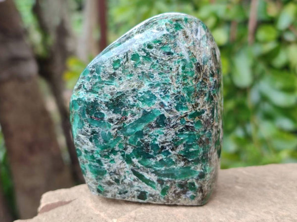 Polished Emerald Mica 'Mutokolite' Standing Free Forms x 4 From Mutoko, Zimbabwe