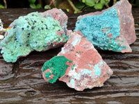 Natural Drusy Coated Chrysocolla With Various Inclusions x 3 From Lupoto Mine, Congo