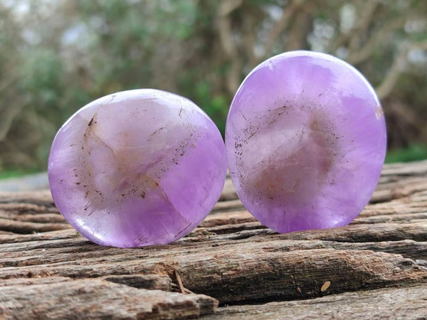 Polished Chevron Amethyst Galets x 20 From Madagascar