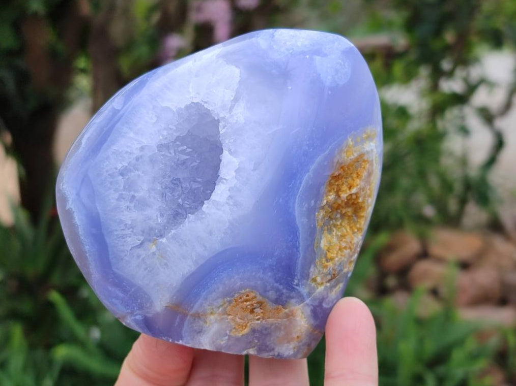 Polished Blue Lace Agate Standing Free Forms x 3 From Nsanje, Malawi - Toprock Gemstones and Minerals 