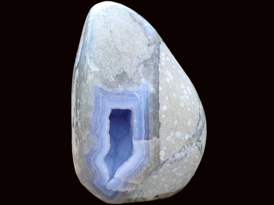 Polished Blue Lace Agate Standing Free Forms x 3 From Nsanje, Malawi - Toprock Gemstones and Minerals 