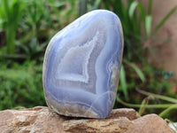 Polished Blue Lace Agate Standing Free Forms x 3 From Nsanje, Malawi
