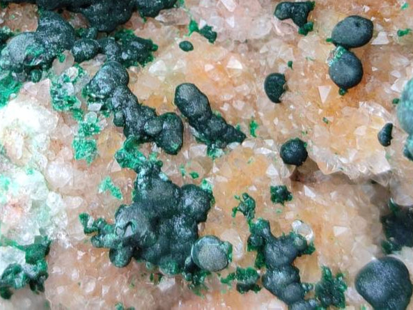 Natural Ball Malachite and Drusy Quartz On Dolomite Matrix Specimens x 2 From Mindingi Mine, Kambove, Congo - Toprock Gemstones and Minerals 