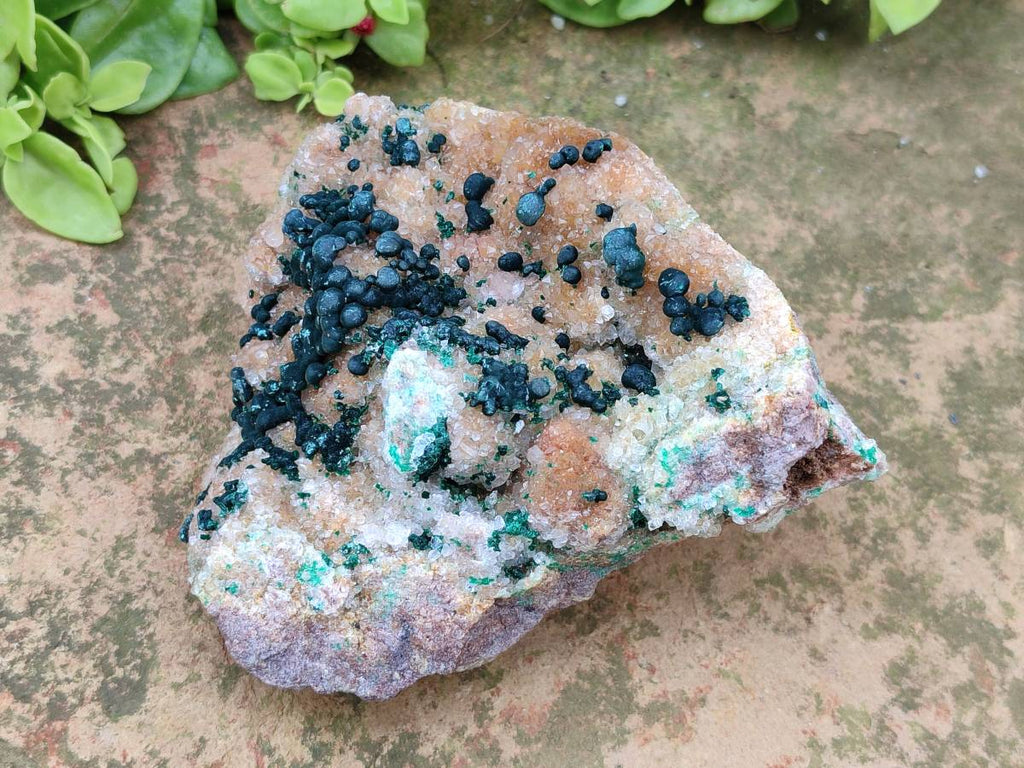 Natural Ball Malachite and Drusy Quartz On Dolomite Matrix Specimens x 2 From Mindingi Mine, Kambove, Congo - Toprock Gemstones and Minerals 
