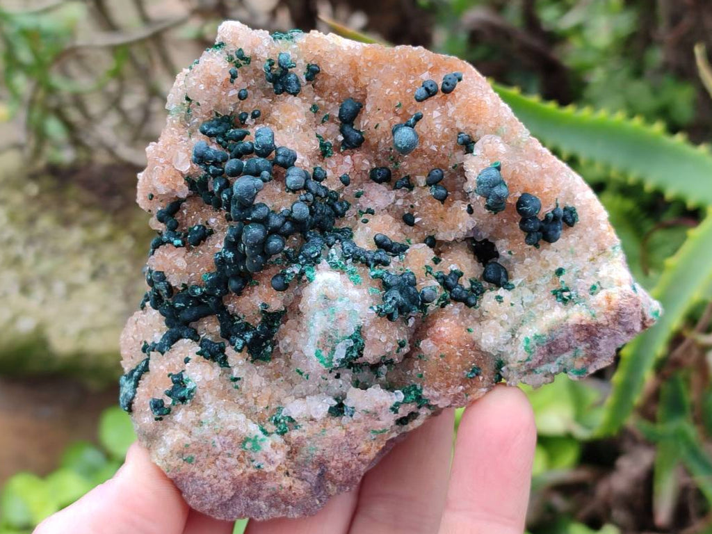Natural Ball Malachite and Drusy Quartz On Dolomite Matrix Specimens x 2 From Mindingi Mine, Kambove, Congo - Toprock Gemstones and Minerals 