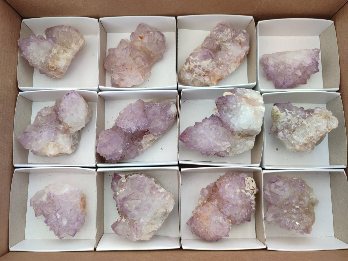 Natural Sunburst Amethyst Spirit Quartz Clusters x 12 From Boekenhouthoek, South Africa - Toprock Gemstones and Minerals 