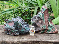 Natural Ball Malachite and Drusy Quartz On Dolomite Matrix Specimens x 2 From Mindingi Mine, Kambove, Congo