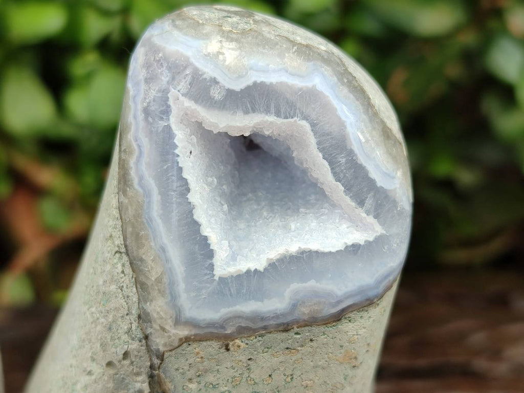 Polished Blue Lace Agate Standing Free Forms x 2 From Nsanje, Malawi - Toprock Gemstones and Minerals 