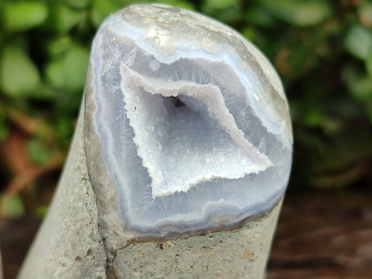 Polished Blue Lace Agate Standing Free Forms x 2 From Nsanje, Malawi - Toprock Gemstones and Minerals 