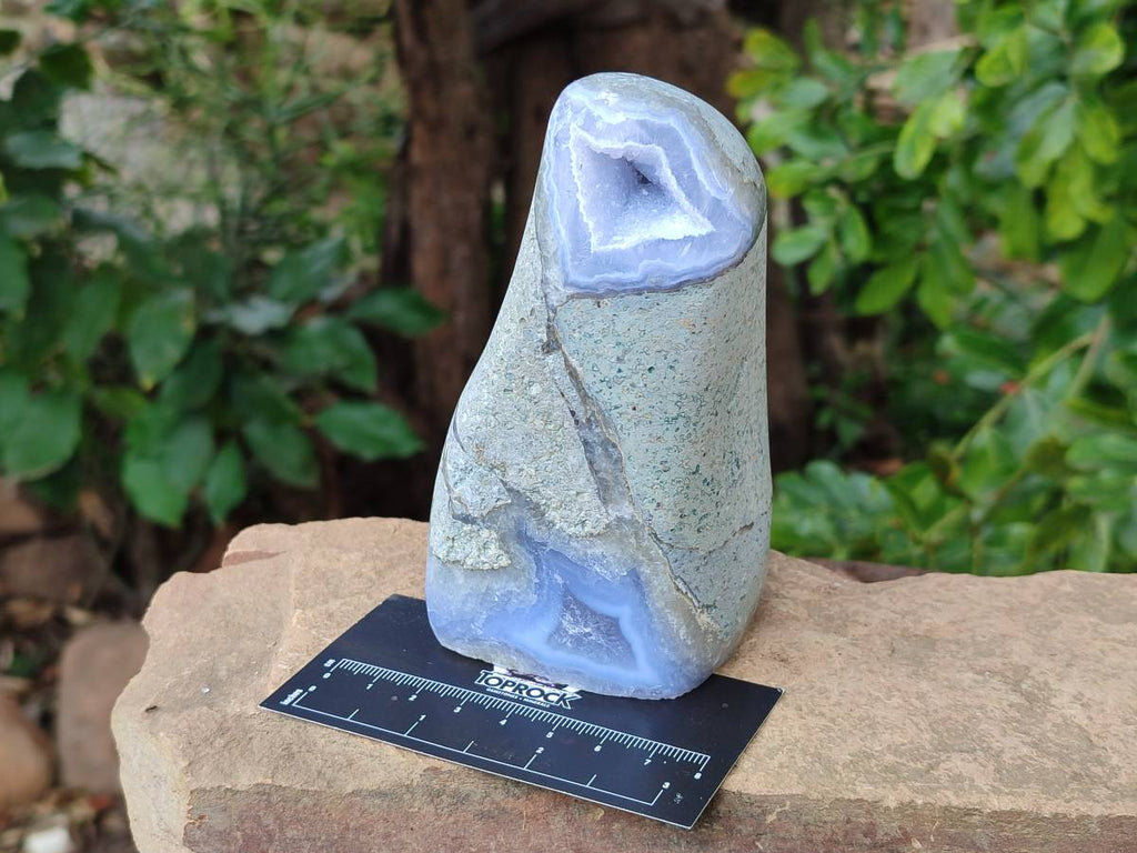 Polished Blue Lace Agate Standing Free Forms x 2 From Nsanje, Malawi - Toprock Gemstones and Minerals 