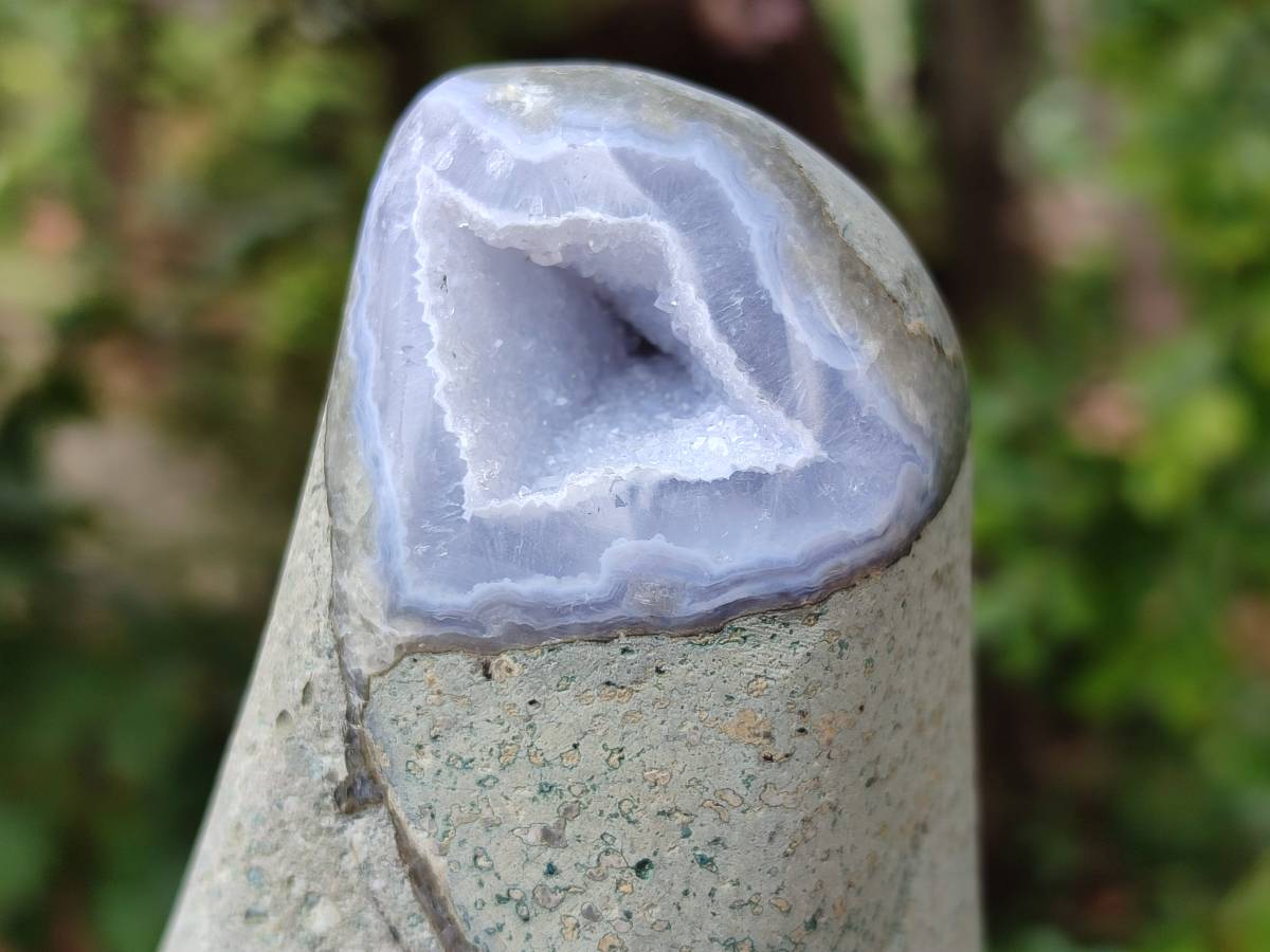Polished Blue Lace Agate Standing Free Forms x 2 From Nsanje, Malawi - Toprock Gemstones and Minerals 