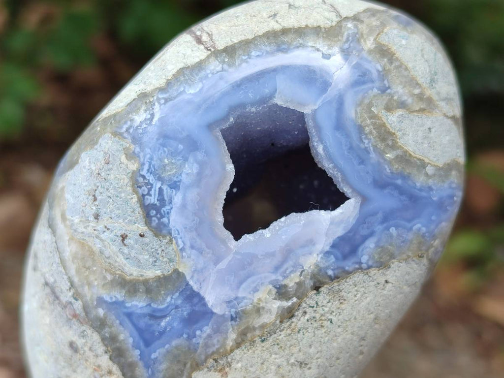 Polished Blue Lace Agate Standing Free Forms x 2 From Nsanje, Malawi - Toprock Gemstones and Minerals 