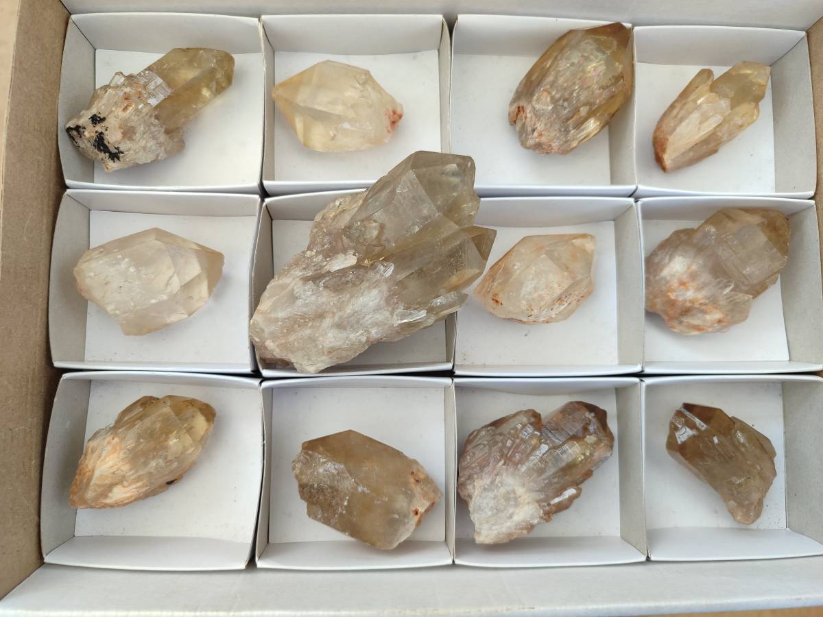 Natural Selected Luena Smokey Phantom Quartz Cluster and Crystals x 12 From Congo - Toprock Gemstones and Minerals 