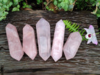Polished Double Terminated Rose Quartz Crystals x 5 From Madagascar - Toprock Gemstones and Minerals 