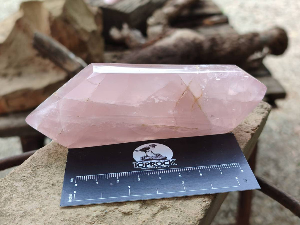Polished Double Terminated Rose Quartz Crystals x 5 From Madagascar - Toprock Gemstones and Minerals 