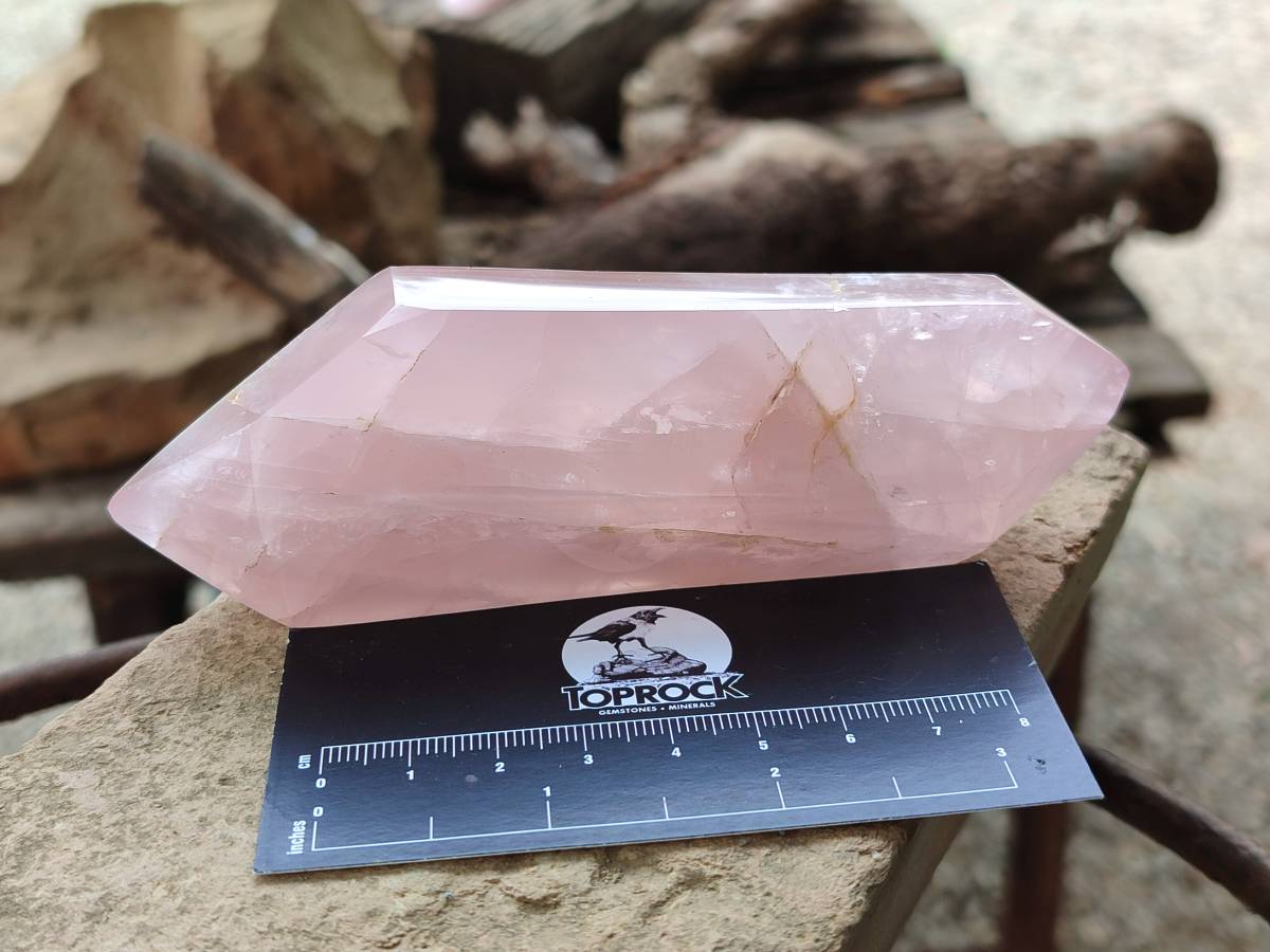 Polished Double Terminated Rose Quartz Crystals x 5 From Madagascar - Toprock Gemstones and Minerals 
