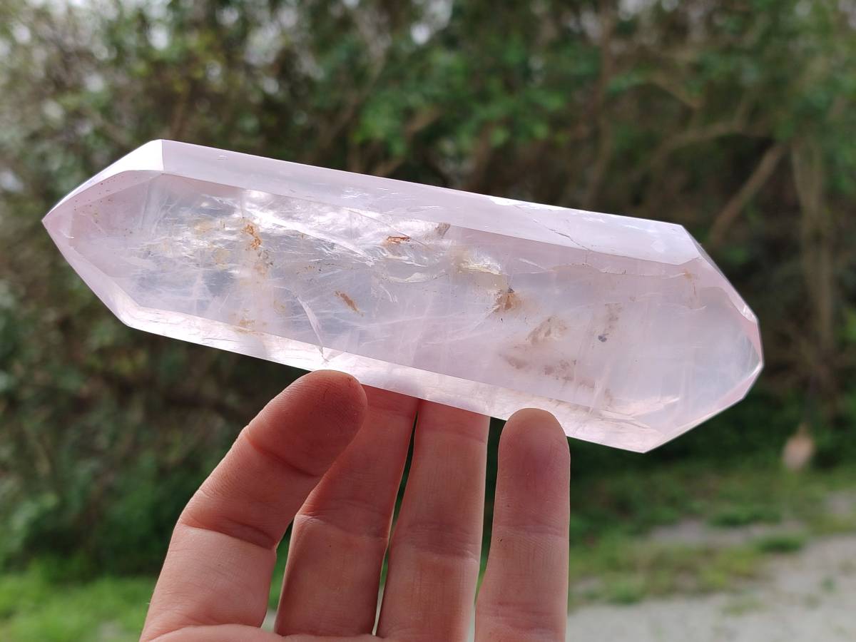 Polished Double Terminated Rose Quartz Crystals x 5 From Madagascar - Toprock Gemstones and Minerals 