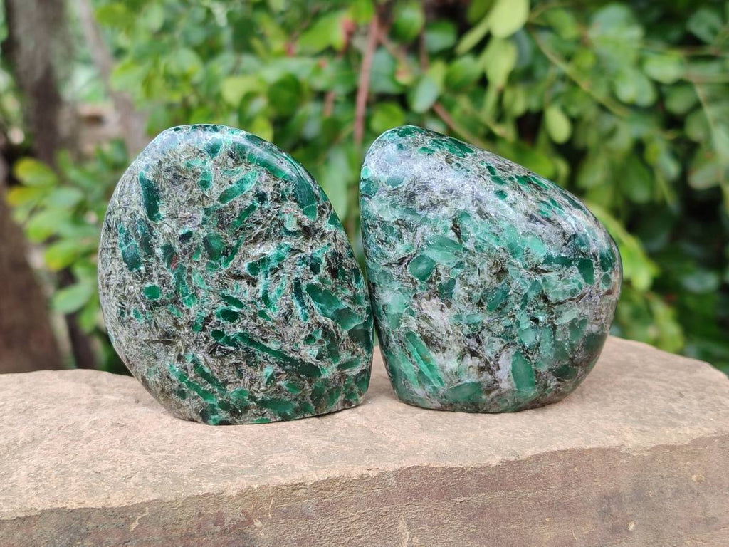 Polished Emerald Mica 'Mutokolite' Standing Free Forms x 4 From Mutoko, Zimbabwe - Toprock Gemstones and Minerals 