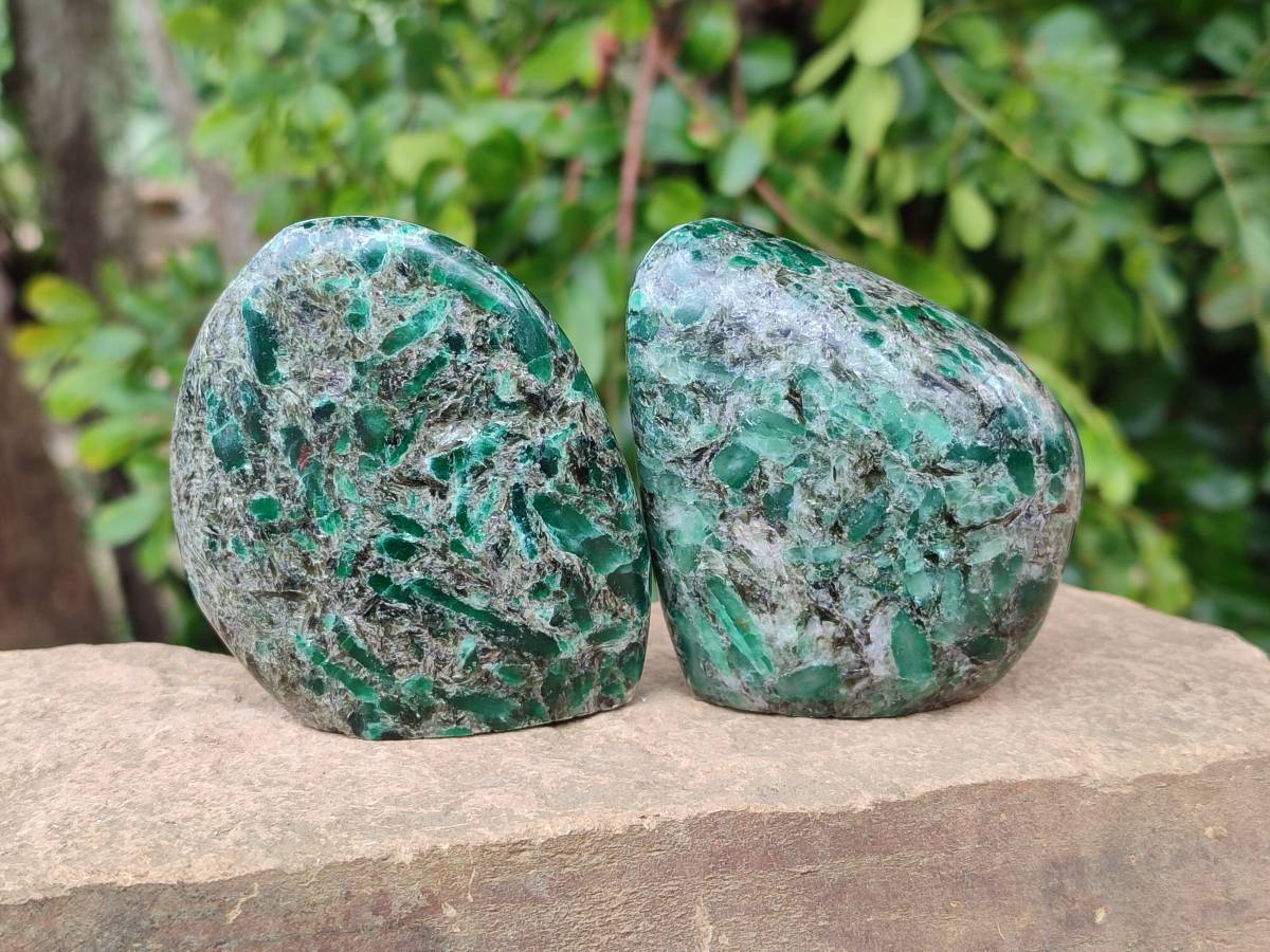 Polished Emerald Mica 'Mutokolite' Standing Free Forms x 4 From Mutoko, Zimbabwe - Toprock Gemstones and Minerals 