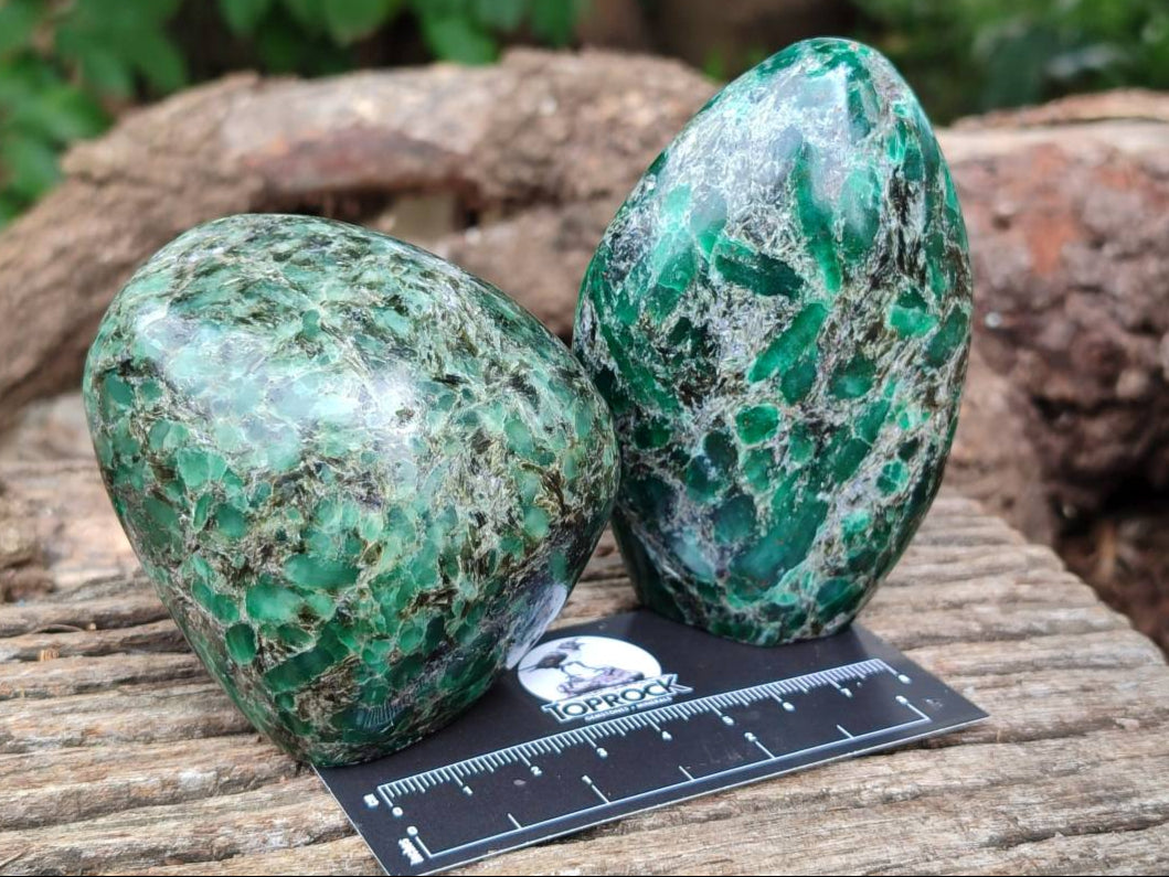 Polished Emerald Mica 'Mutokolite' Standing Free Forms x 4 From Mutoko, Zimbabwe - Toprock Gemstones and Minerals 