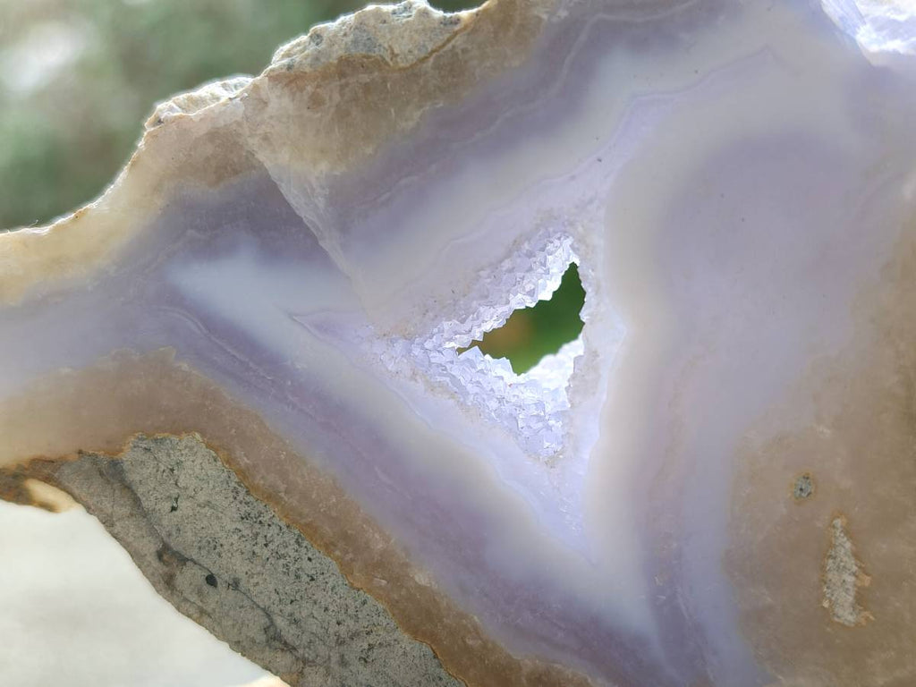 Polished On One Side Blue Lace Agate Geodes x 6 From Nsanje, Malawi - Toprock Gemstones and Minerals 