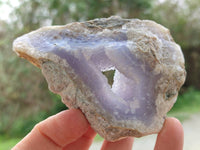 Polished On One Side Blue Lace Agate Geodes x 6 From Nsanje, Malawi