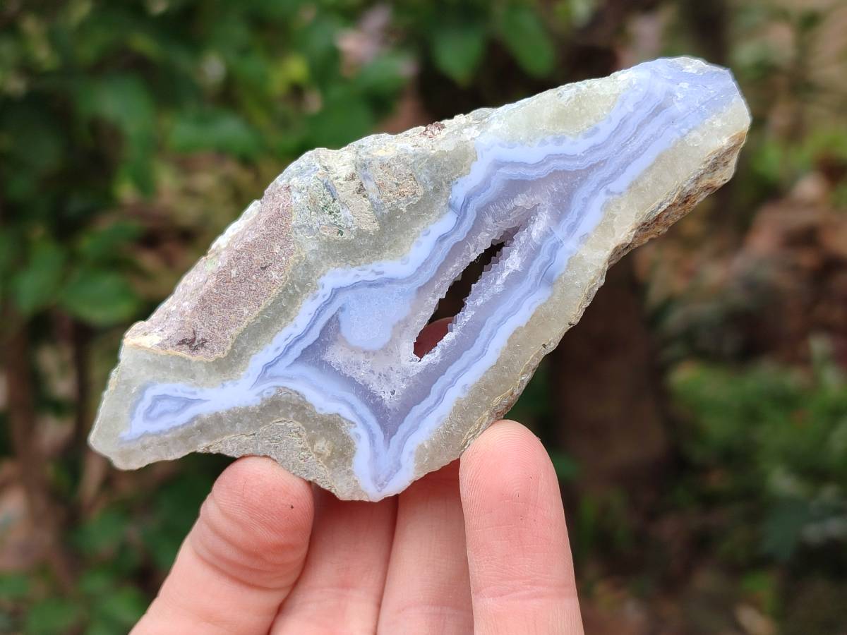 Polished On One Side Blue Lace Agate Geodes x 6 From Nsanje, Malawi - Toprock Gemstones and Minerals 