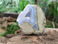 Polished On One Side Blue Lace Agate Geodes x 6 From Nsanje, Malawi