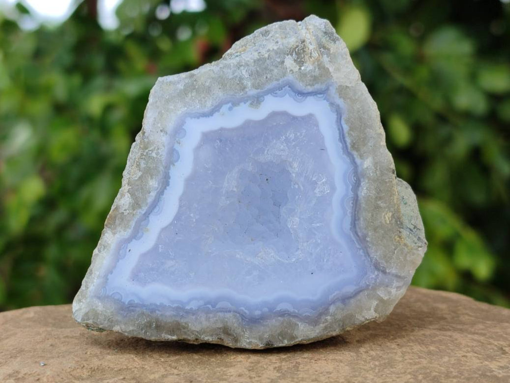 Polished On One Side Blue Lace Agate Geodes x 6 From Nsanje, Malawi - Toprock Gemstones and Minerals 