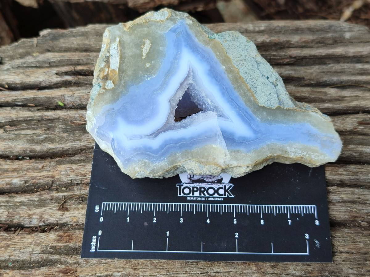 Polished On One Side Blue Lace Agate Geodes x 6 From Nsanje, Malawi - Toprock Gemstones and Minerals 