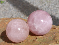 Polished Rose Quartz Spheres x 6 From Madagascar